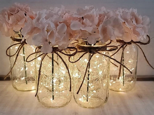 Wedding Centerpieces With Led Fairy Lights in Jars