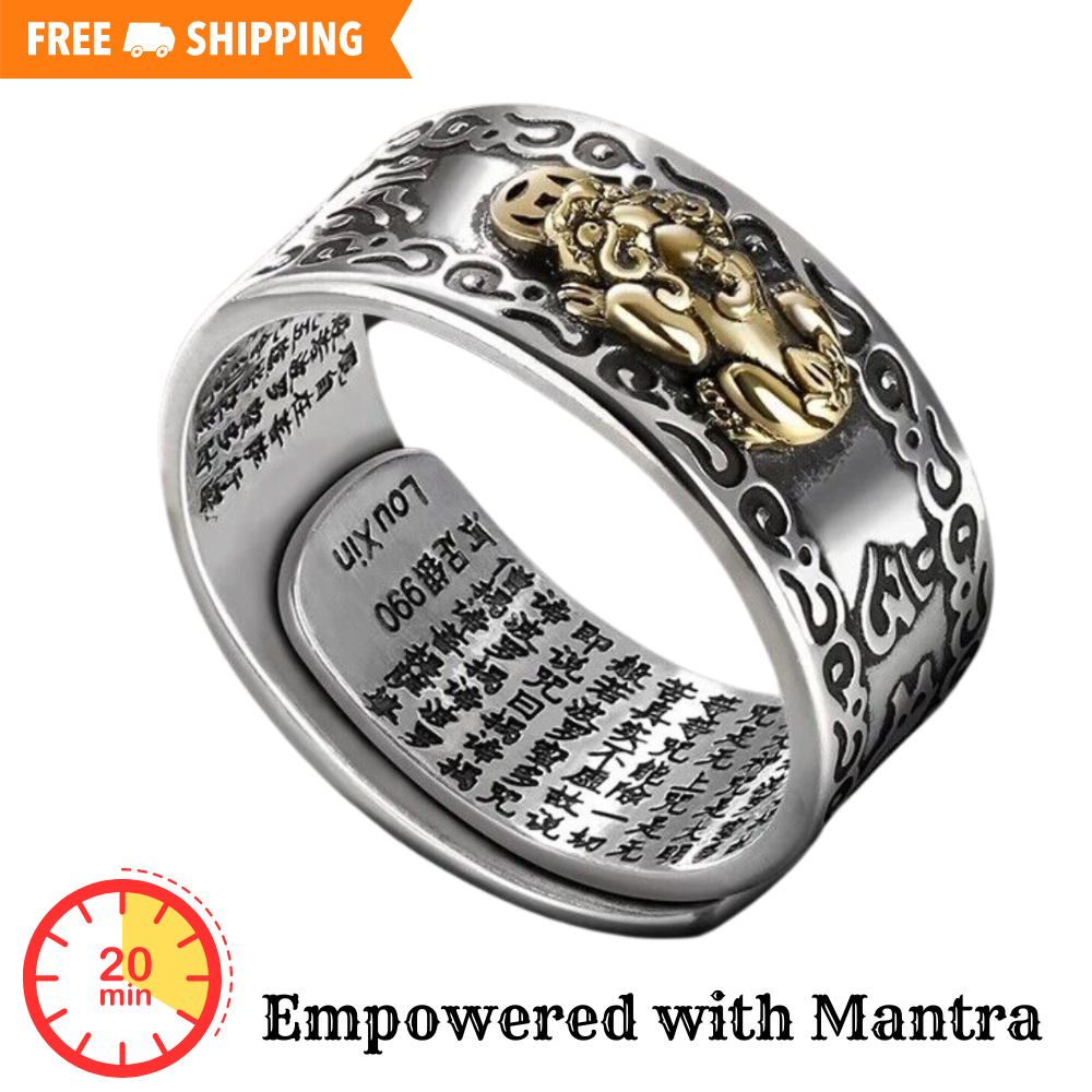 A fengshui pixiu mantra ring that empowered with mantra