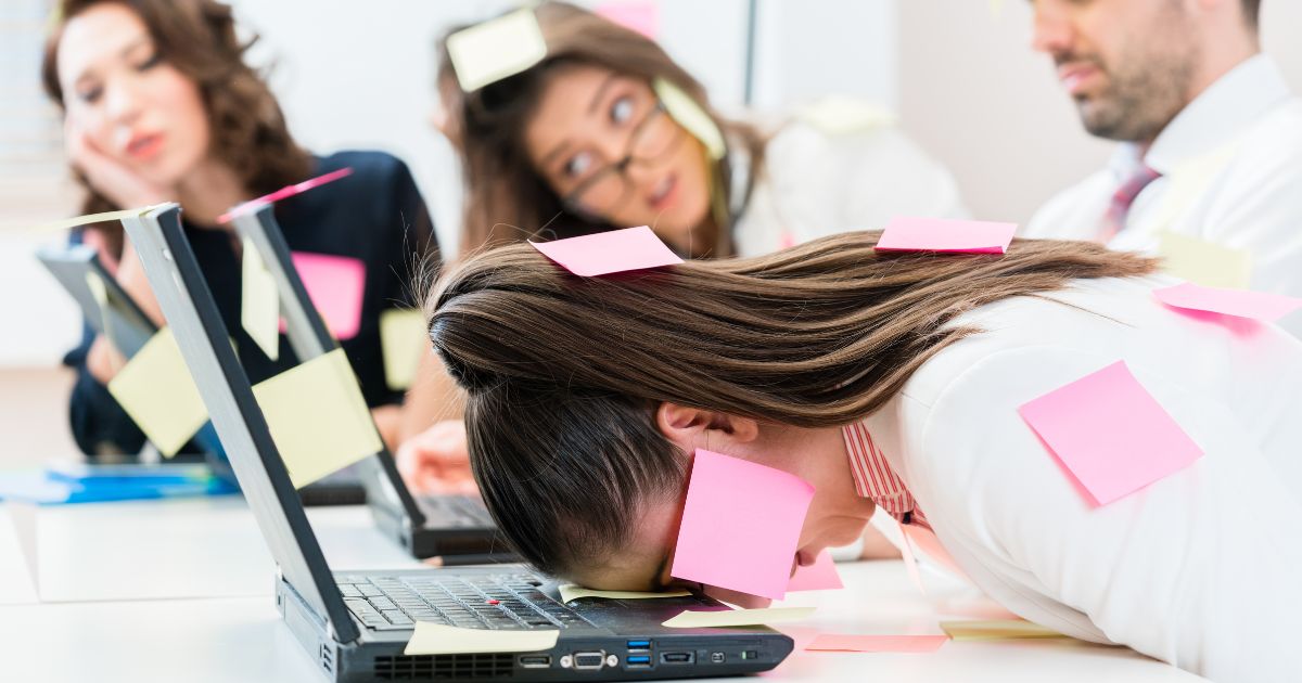 People looking stressed at work